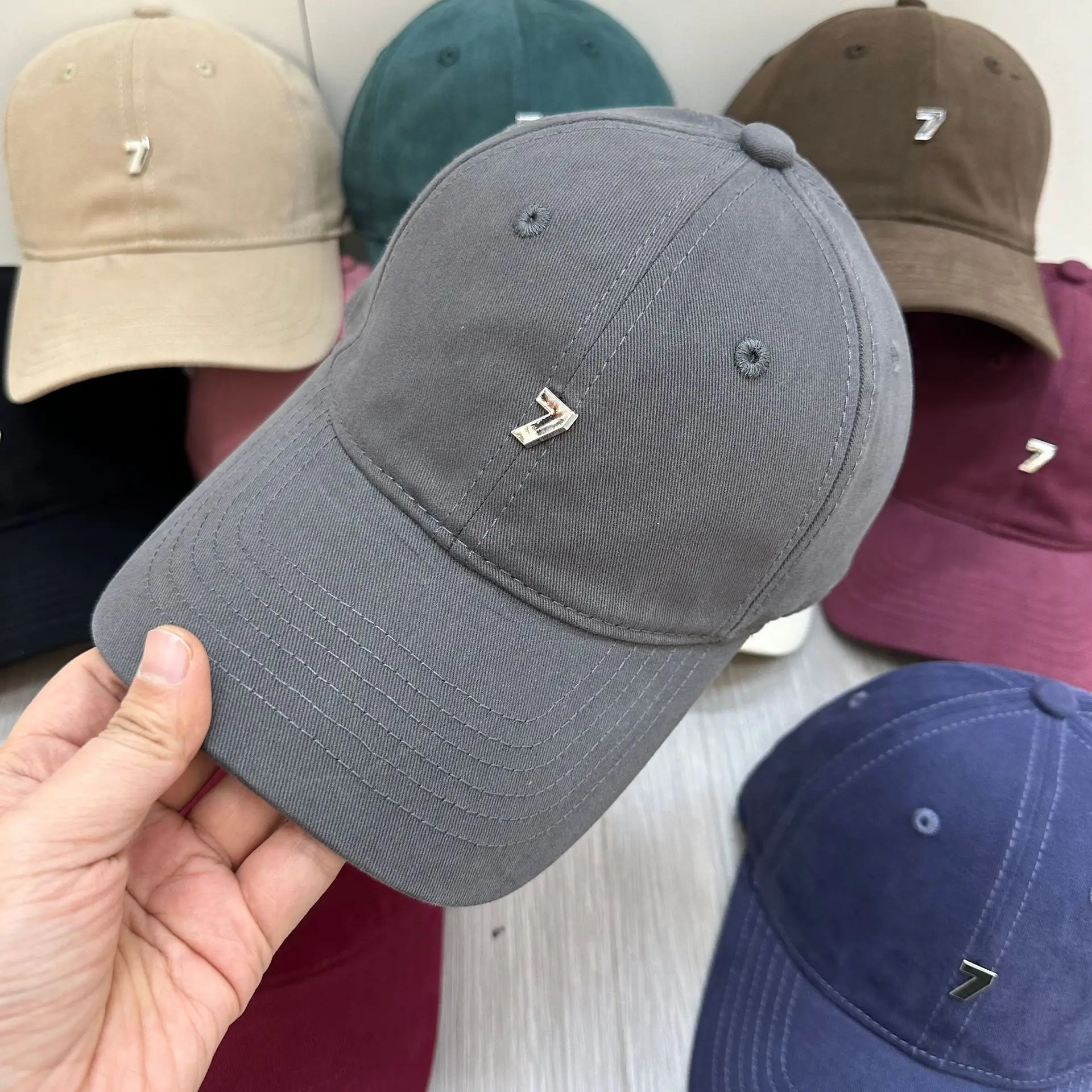 Pink Baseball Cap with Wide Brim and Metal Logo - Image 7