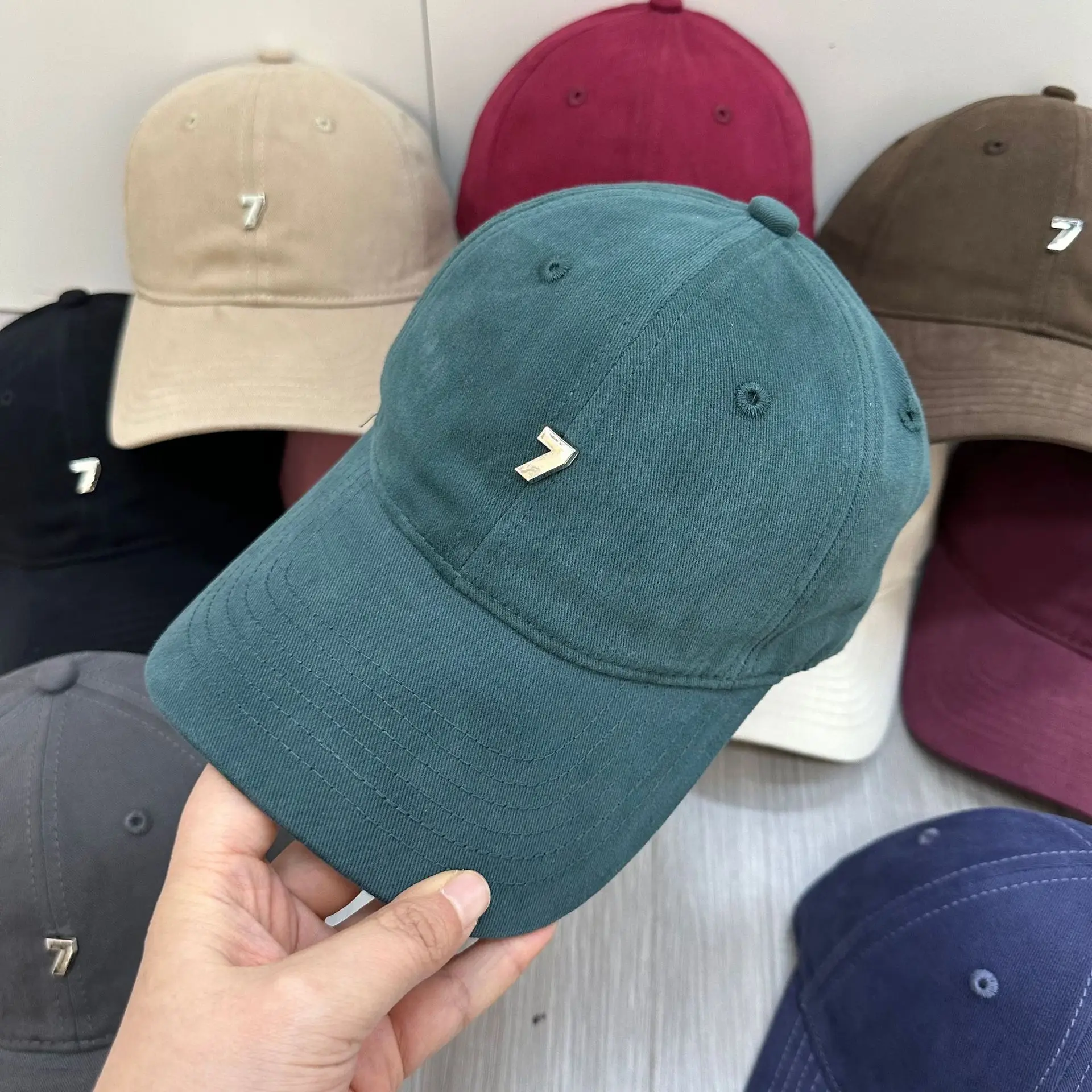 Pink Baseball Cap with Wide Brim and Metal Logo - Image 9