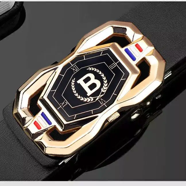 Men's Recycled Leather Belt with Automatic Buckle, Stylish Business Belt — feature 9