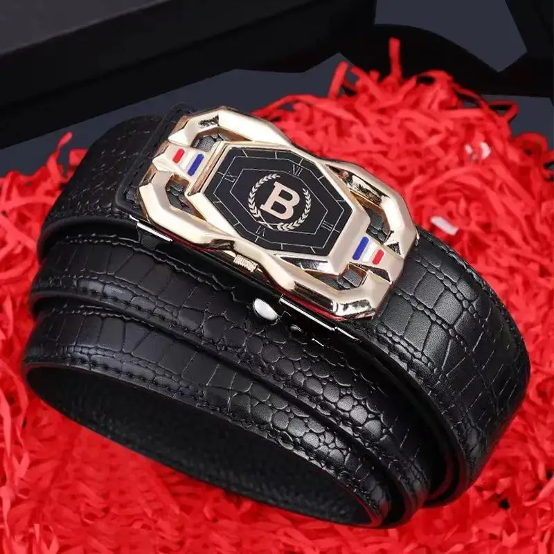 Men's Recycled Leather Belt with Automatic Buckle, Stylish Business Belt - Image 4