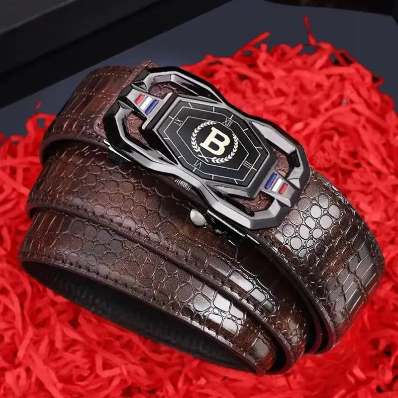 Men's Recycled Leather Belt with Automatic Buckle, Stylish Business Belt - Image 5