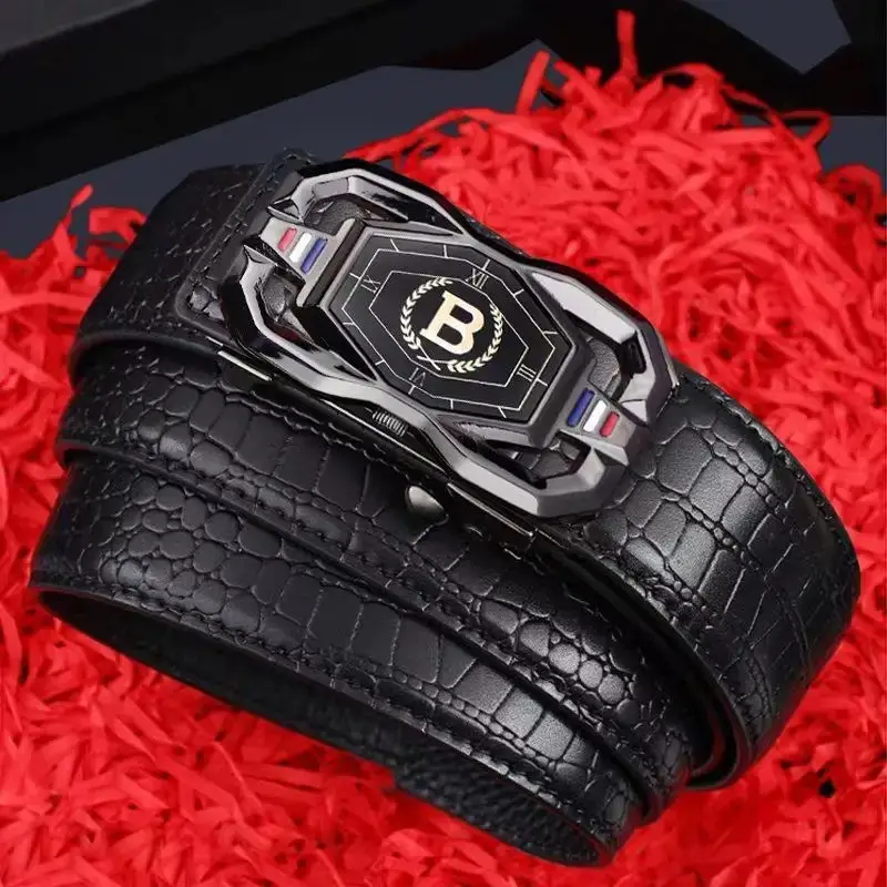 Men's Recycled Leather Belt with Automatic Buckle, Stylish Business Belt - Image 6