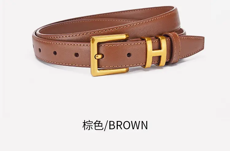 Women's Genuine Leather Belt with Gold Buckle — feature 14