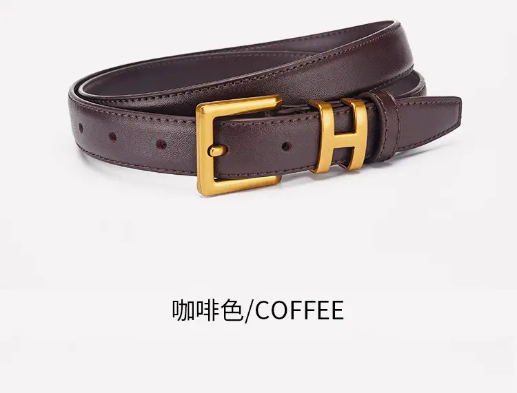 Women's Genuine Leather Belt with Gold Buckle — feature 15