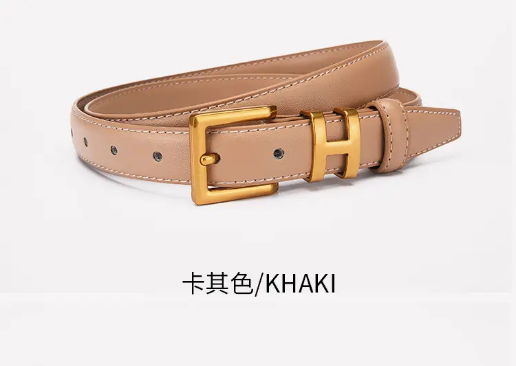 Women's Genuine Leather Belt with Gold Buckle — feature 16