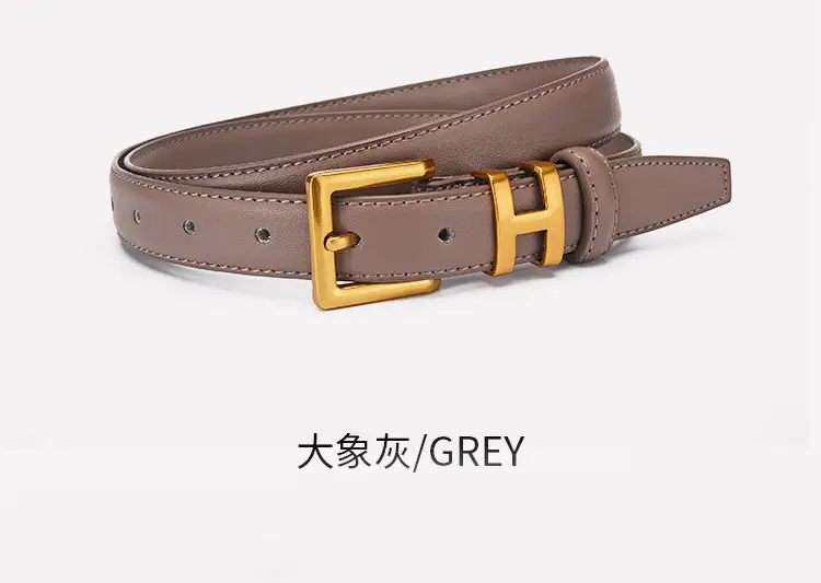 Women's Genuine Leather Belt with Gold Buckle — feature 17