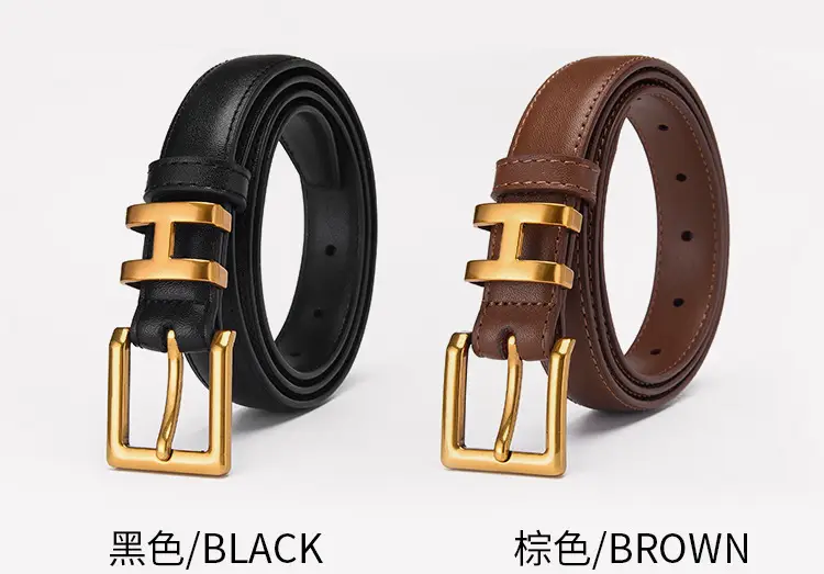 Women's Genuine Leather Belt with Gold Buckle — feature 18