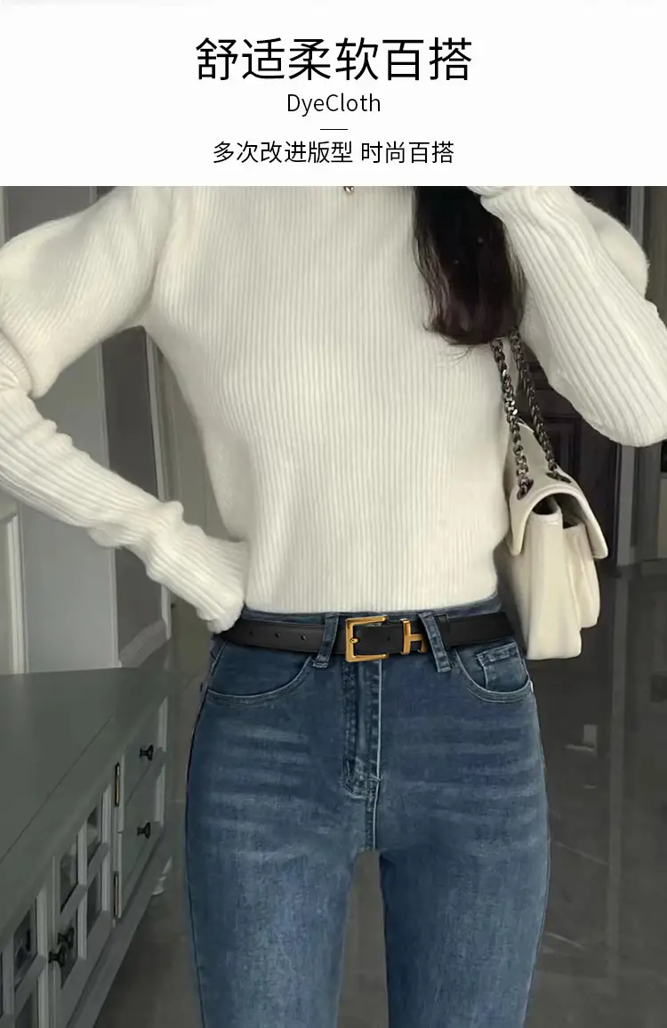 Women's Genuine Leather Belt with Gold Buckle — feature 8