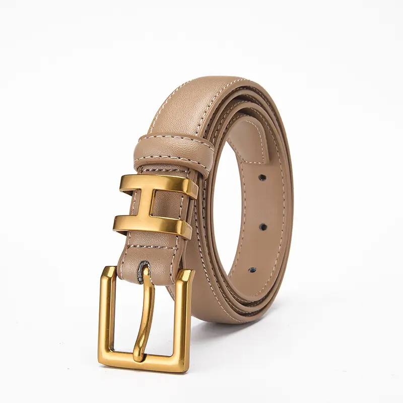 Women's Genuine Leather Belt with Gold Buckle - Image 4