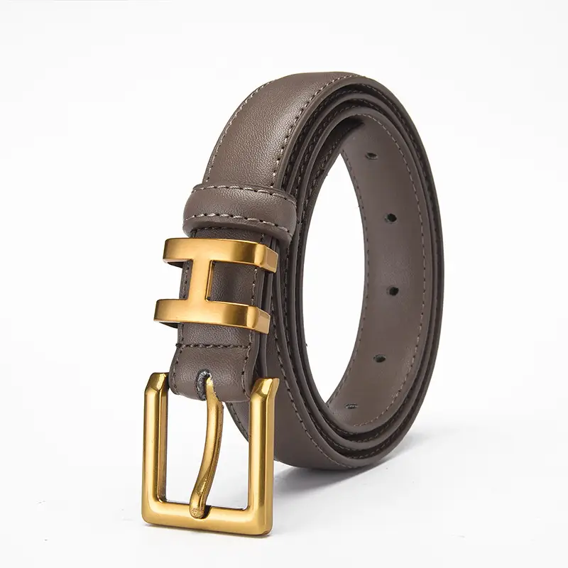 Women's Genuine Leather Belt with Gold Buckle - Image 5