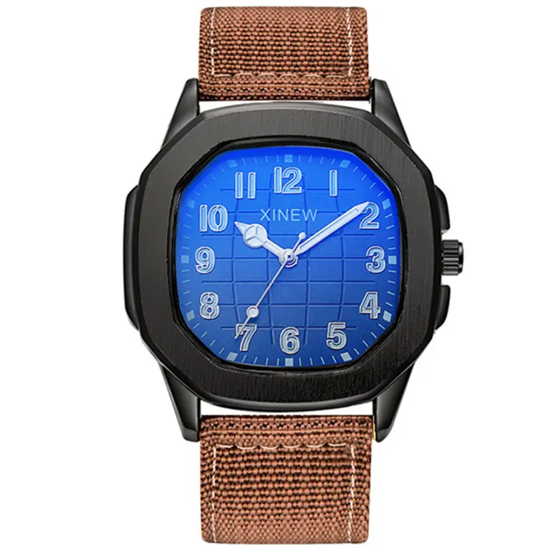 Men's Green Nylon Casual Quartz Watch with Blue Dial - Image 11