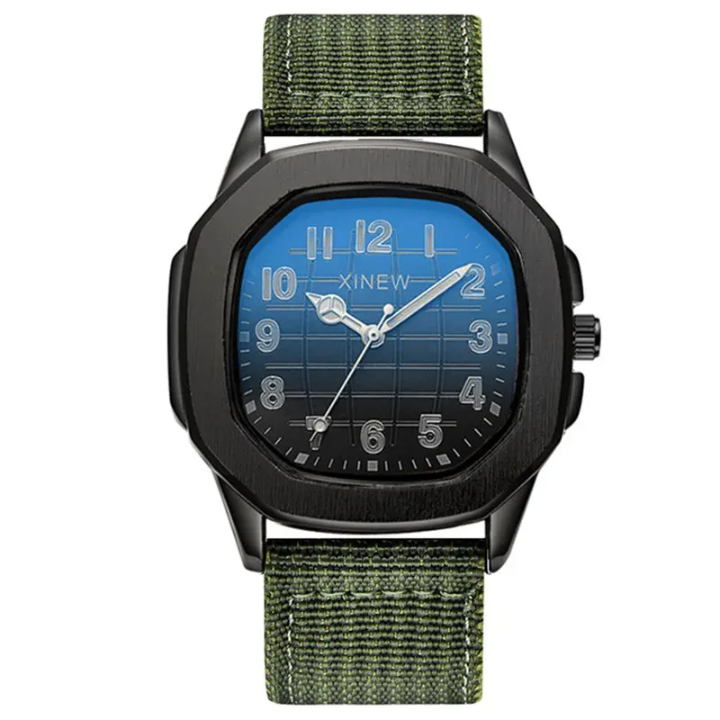 Men's Green Nylon Casual Quartz Watch with Blue Dial - Image 13