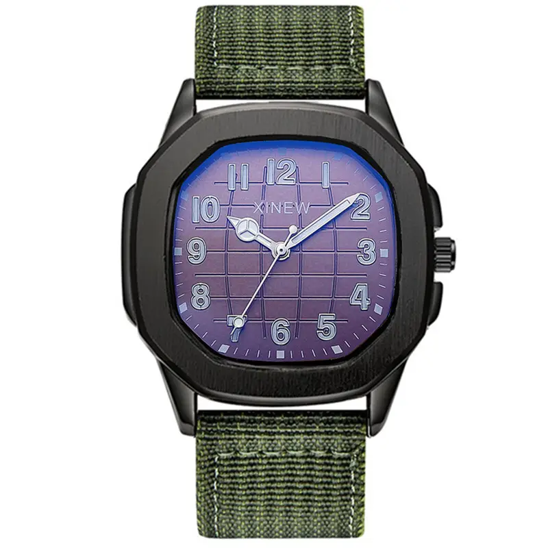 Men's Green Nylon Casual Quartz Watch with Blue Dial - Image 16