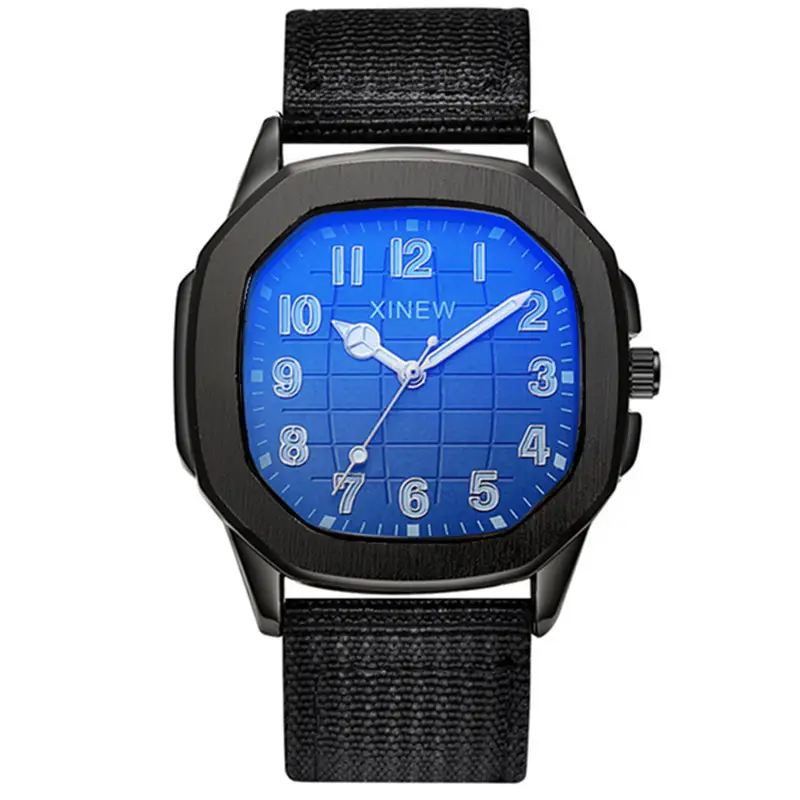 Men's Green Nylon Casual Quartz Watch with Blue Dial - Image 3