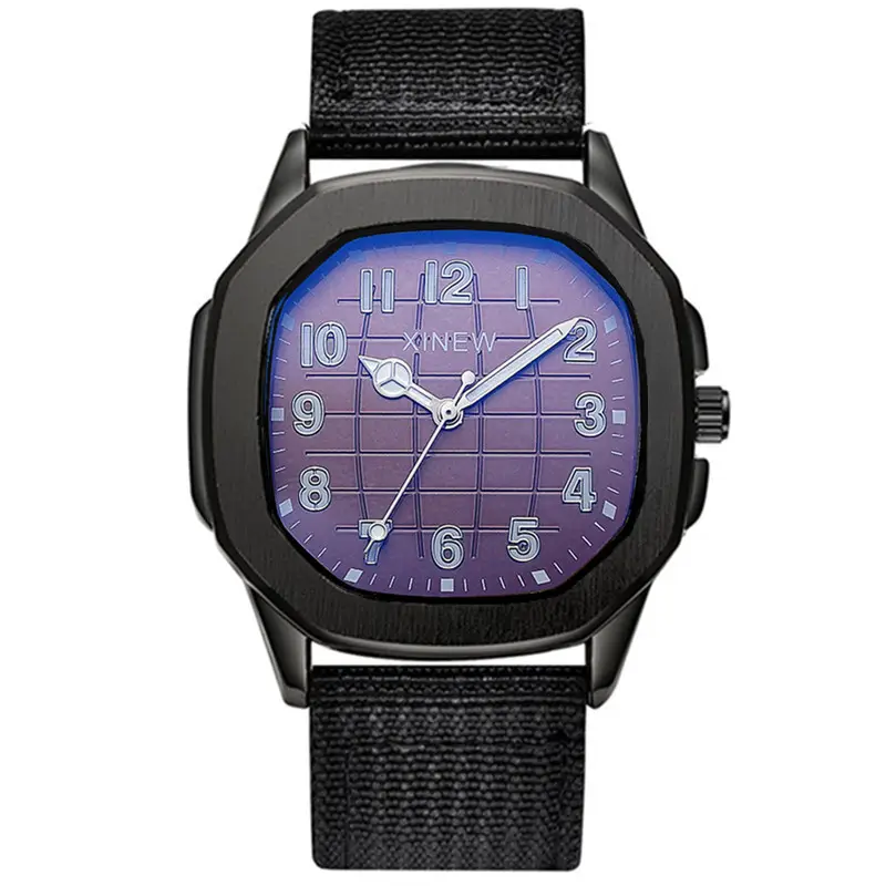Men's Green Nylon Casual Quartz Watch with Blue Dial - Image 4