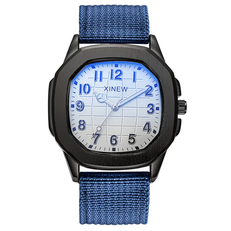Men's Green Nylon Casual Quartz Watch with Blue Dial - Image 6