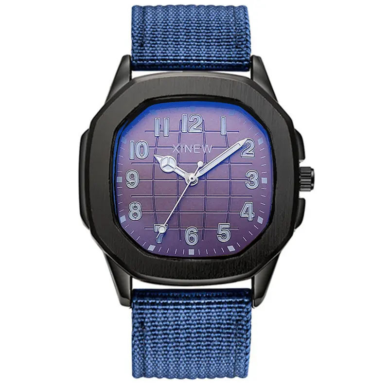 Men's Green Nylon Casual Quartz Watch with Blue Dial - Image 8