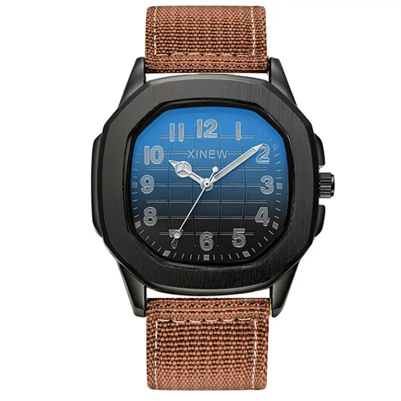 Men's Green Nylon Casual Quartz Watch with Blue Dial - Image 9
