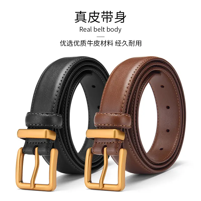 Black Leather Belt with Gold Buckle for Women - Image 7