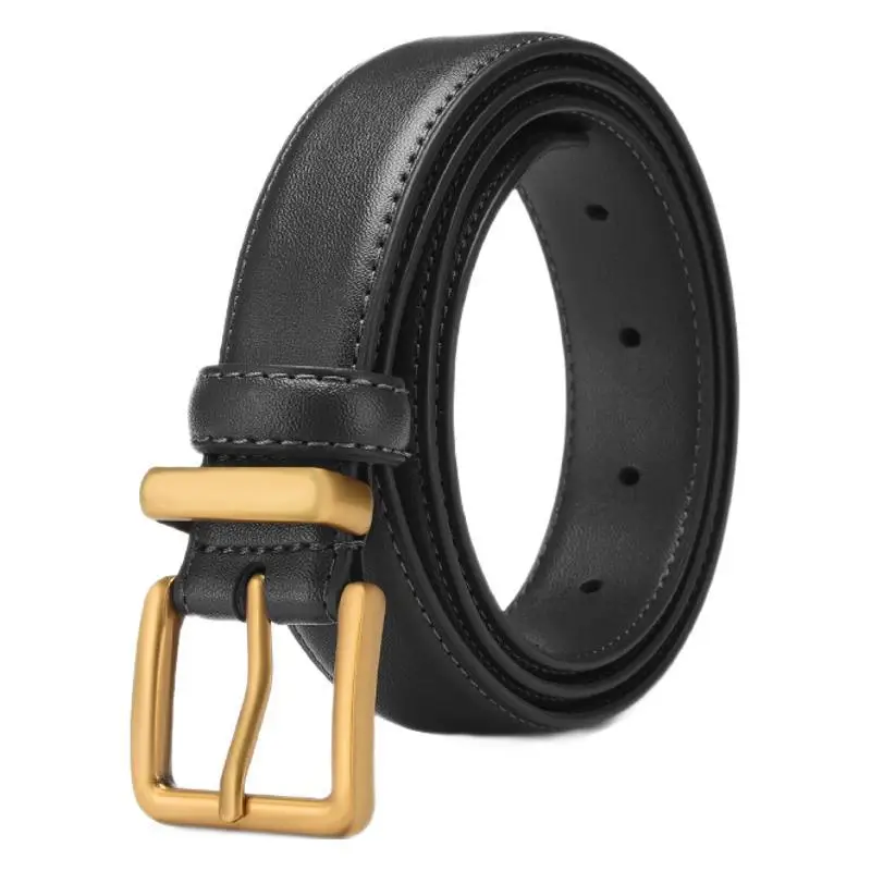 Black Leather Belt with Gold Buckle for Women - Image 10