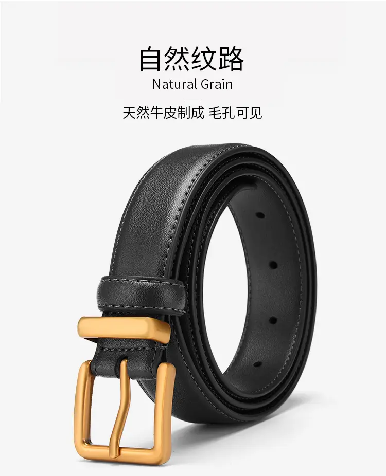 Black Leather Belt with Gold Buckle for Women β feature 12