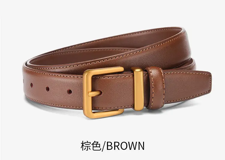 Black Leather Belt with Gold Buckle for Women β feature 14