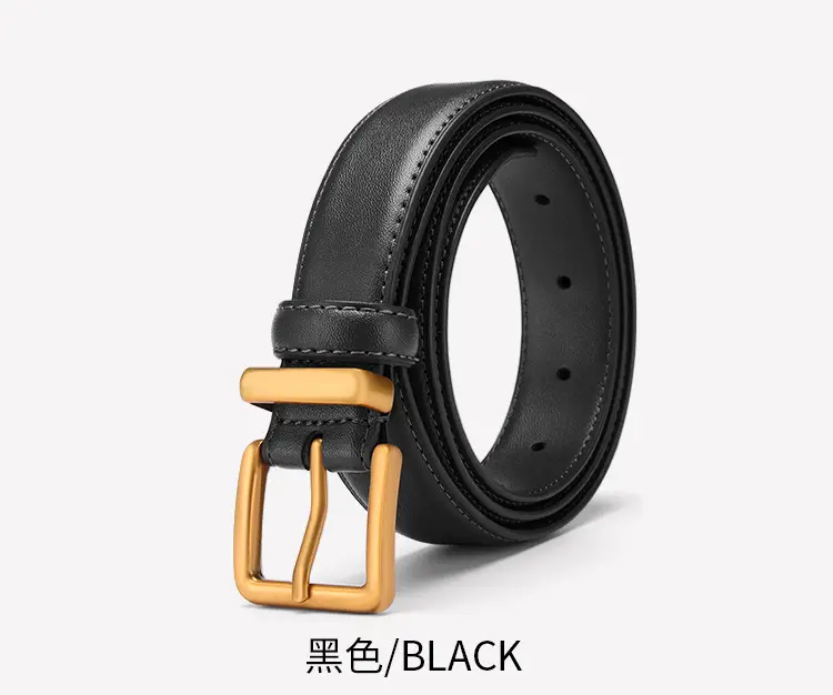 Black Leather Belt with Gold Buckle for Women β feature 18