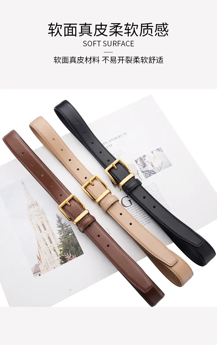 Black Leather Belt with Gold Buckle for Women β feature 21