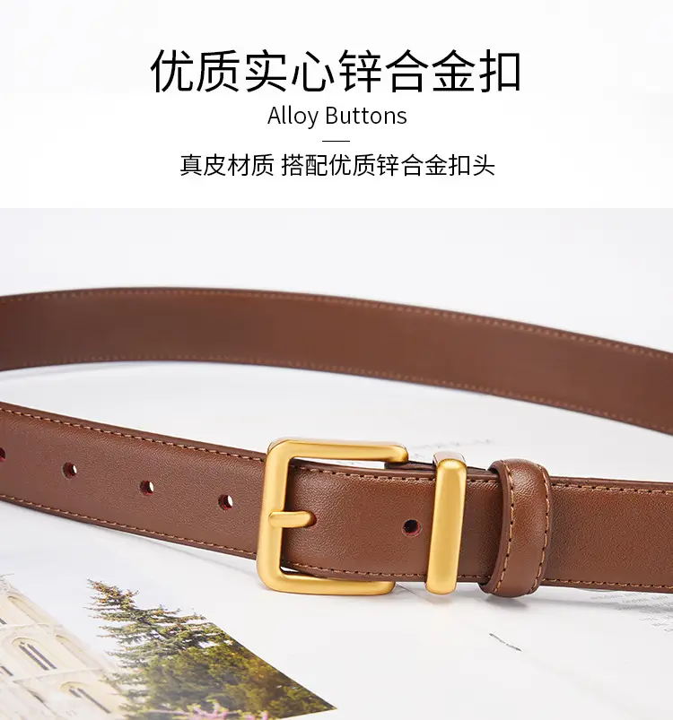 Black Leather Belt with Gold Buckle for Women β feature 8