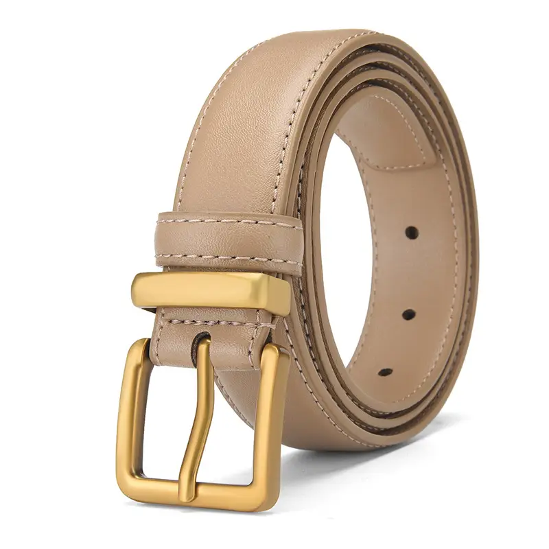 Black Leather Belt with Gold Buckle for Women - Image 4
