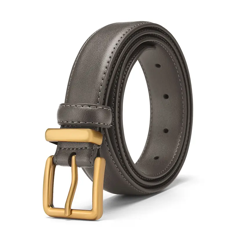 Black Leather Belt with Gold Buckle for Women - Image 5