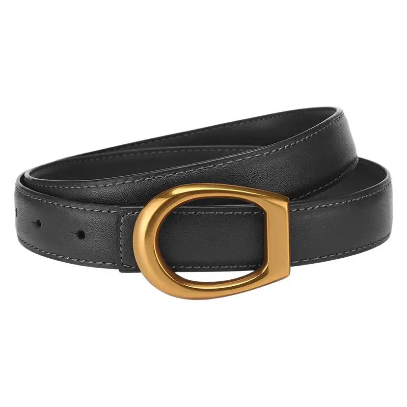 Women's Genuine Leather Belt with Gold Buckle - Image 16