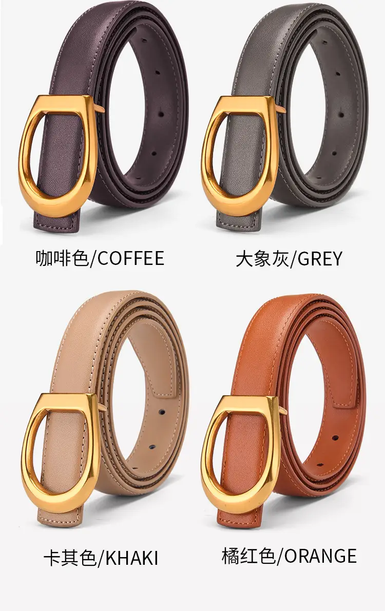 Women's Genuine Leather Belt with Gold Buckle — feature 14