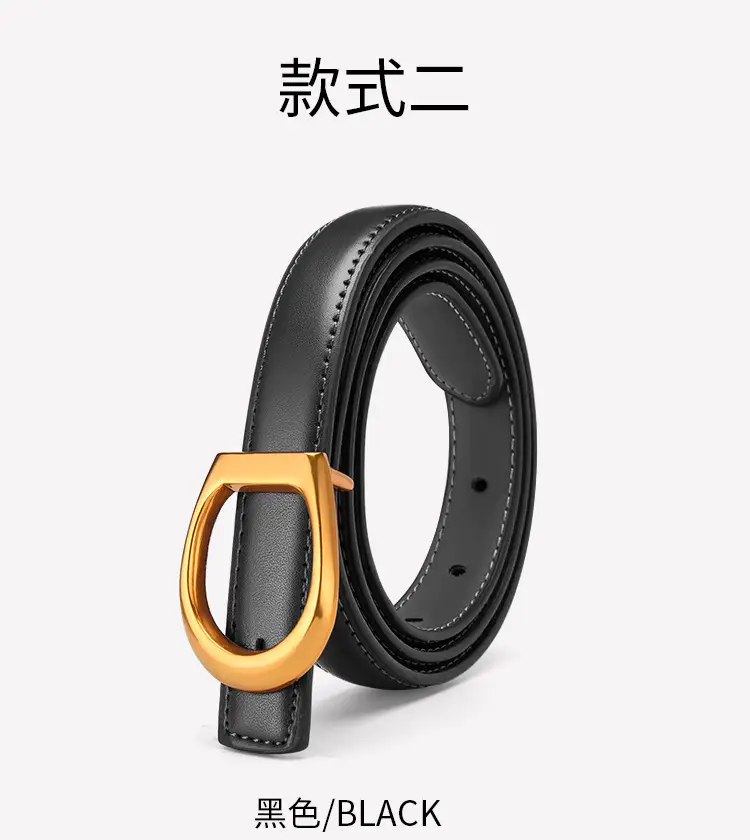 Women's Genuine Leather Belt with Gold Buckle — feature 15