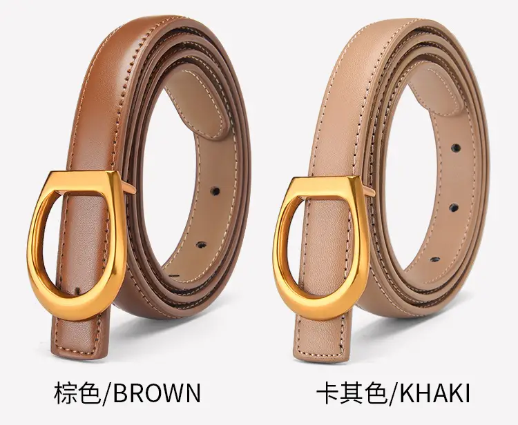 Women's Genuine Leather Belt with Gold Buckle — feature 16