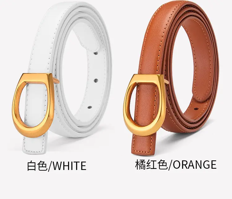 Women's Genuine Leather Belt with Gold Buckle — feature 17