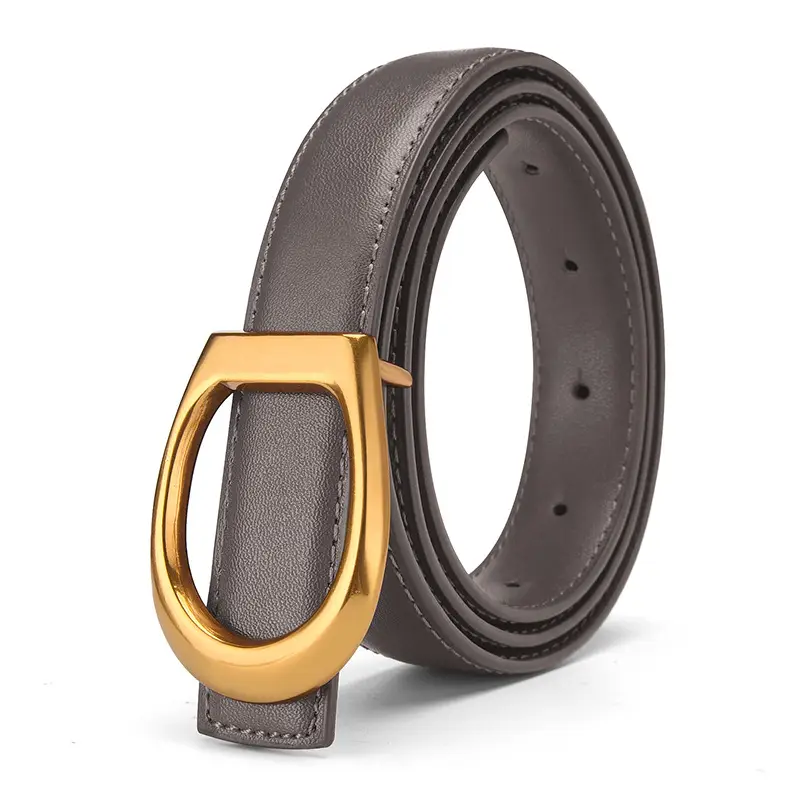 Women's Genuine Leather Belt with Gold Buckle - Image 9