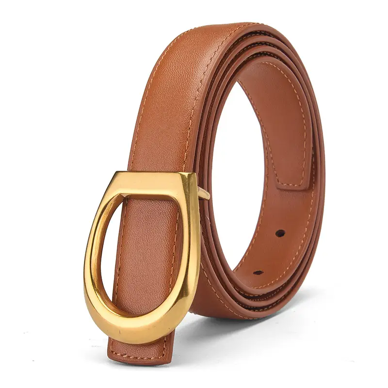 Women's Genuine Leather Belt with Gold Buckle - Image 11