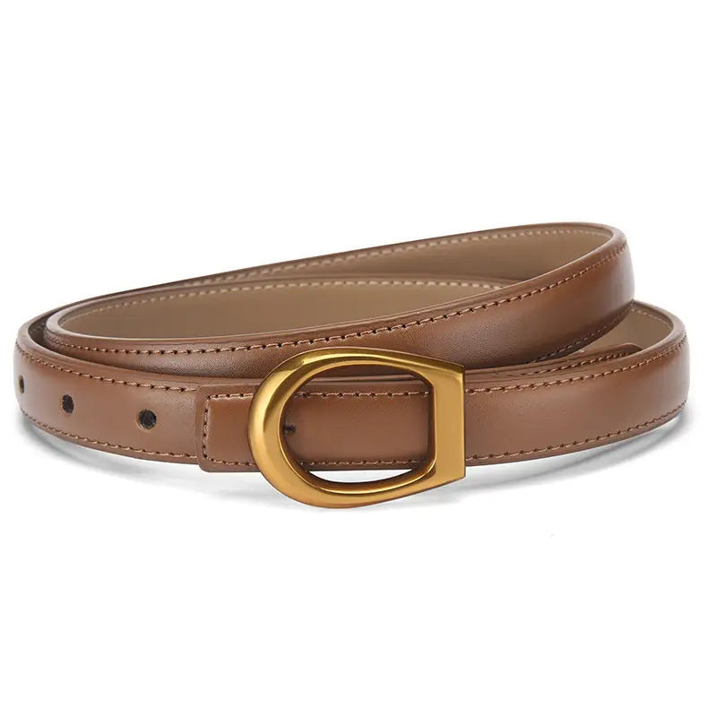 Women's Genuine Leather Belt with Gold Buckle - Image 2