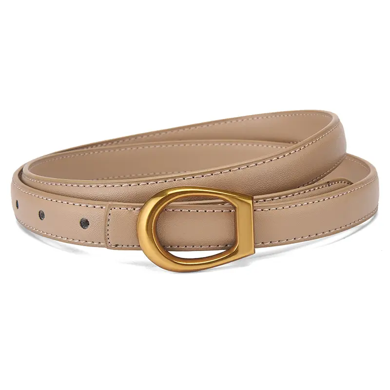 Women's Genuine Leather Belt with Gold Buckle - Image 3