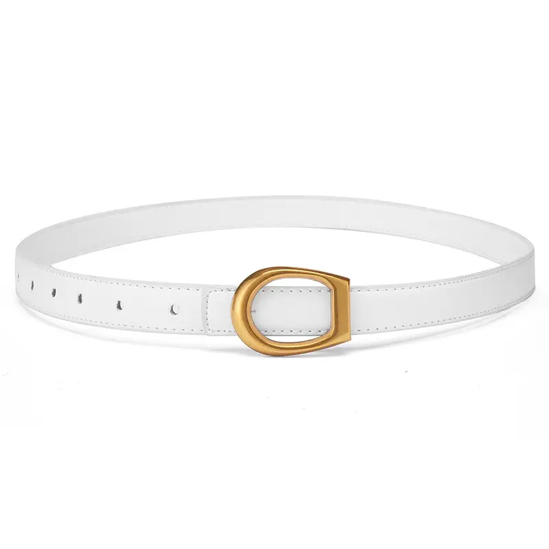 Women's Genuine Leather Belt with Gold Buckle - Image 4