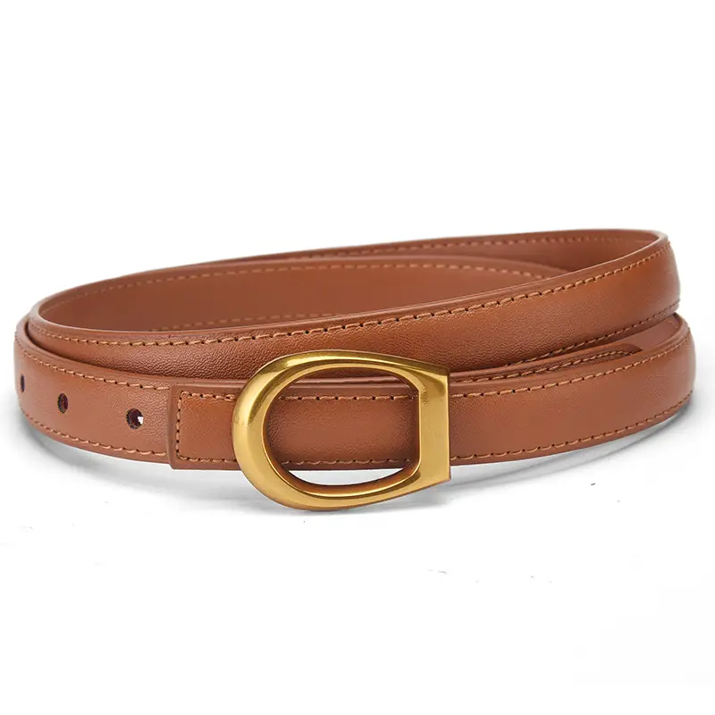 Women's Genuine Leather Belt with Gold Buckle - Image 5