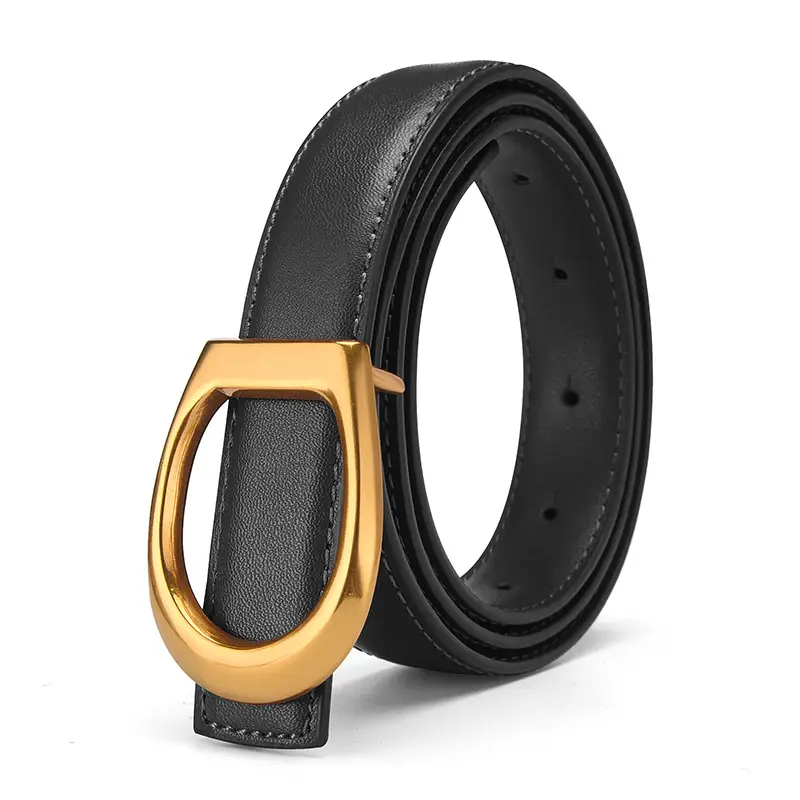 Women's Genuine Leather Belt with Gold Buckle - Image 6