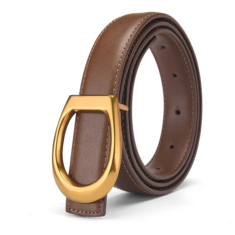 Women's Genuine Leather Belt with Gold Buckle - Image 7