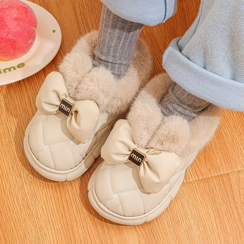 Cross-Border Cotton Shoes, New Winter Products for Women, Fashionable Bow Thick-Soled Non-Slip Waterproof Plus Velvet Warm Cotton Shoes — feature 13