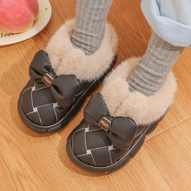 Cross-Border Cotton Shoes, New Winter Products for Women, Fashionable Bow Thick-Soled Non-Slip Waterproof Plus Velvet Warm Cotton Shoes — feature 14