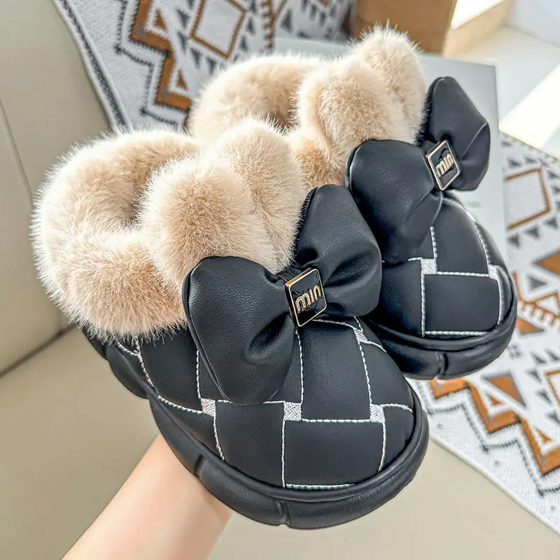 Cross-Border Cotton Shoes, New Winter Products for Women, Fashionable Bow Thick-Soled Non-Slip Waterproof Plus Velvet Warm Cotton Shoes — feature 16