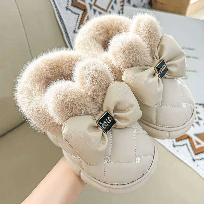 Cross-Border Cotton Shoes, New Winter Products for Women, Fashionable Bow Thick-Soled Non-Slip Waterproof Plus Velvet Warm Cotton Shoes — feature 18