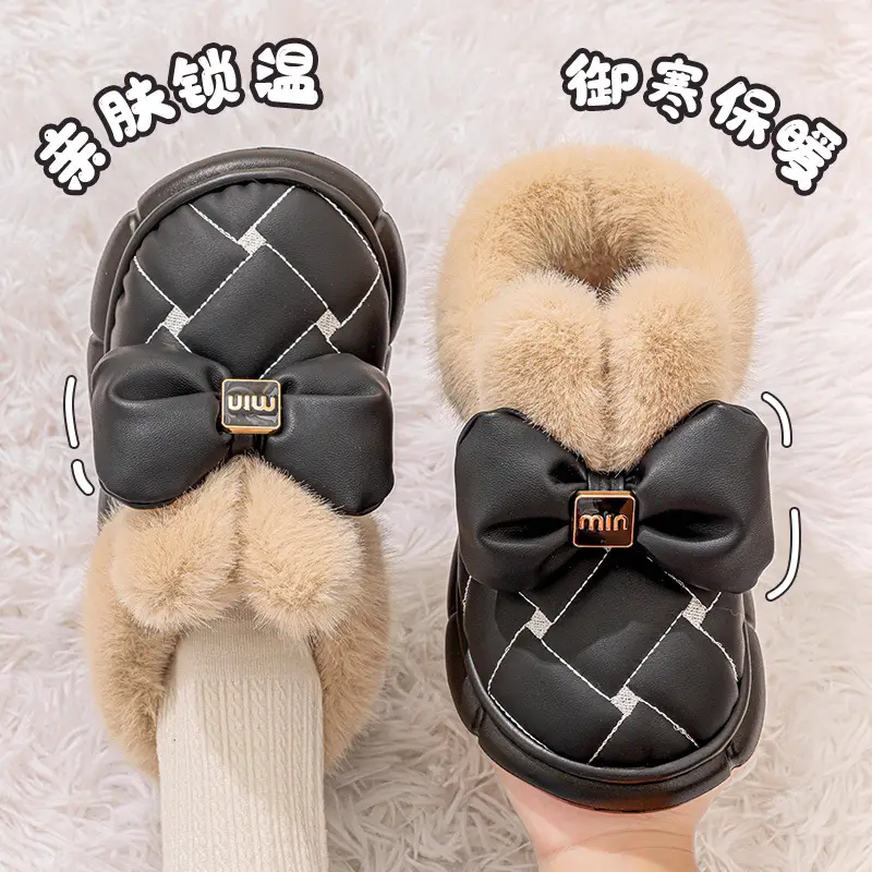 Cross-Border Cotton Shoes, New Winter Products for Women, Fashionable Bow Thick-Soled Non-Slip Waterproof Plus Velvet Warm Cotton Shoes — feature 6