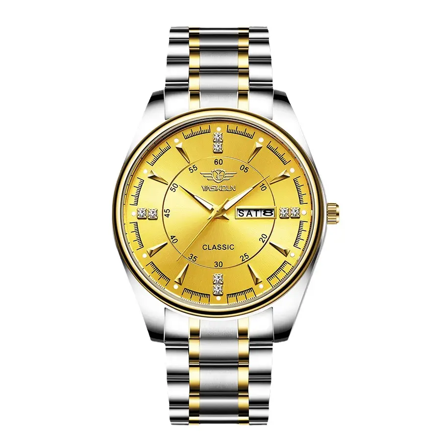 Luminous Gold & Silver Men's Quartz Watch with Cross Border Design - Image 7